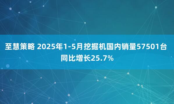 至慧策略 2025年1-5月挖掘机国内销量57501台 同比增长25.7%